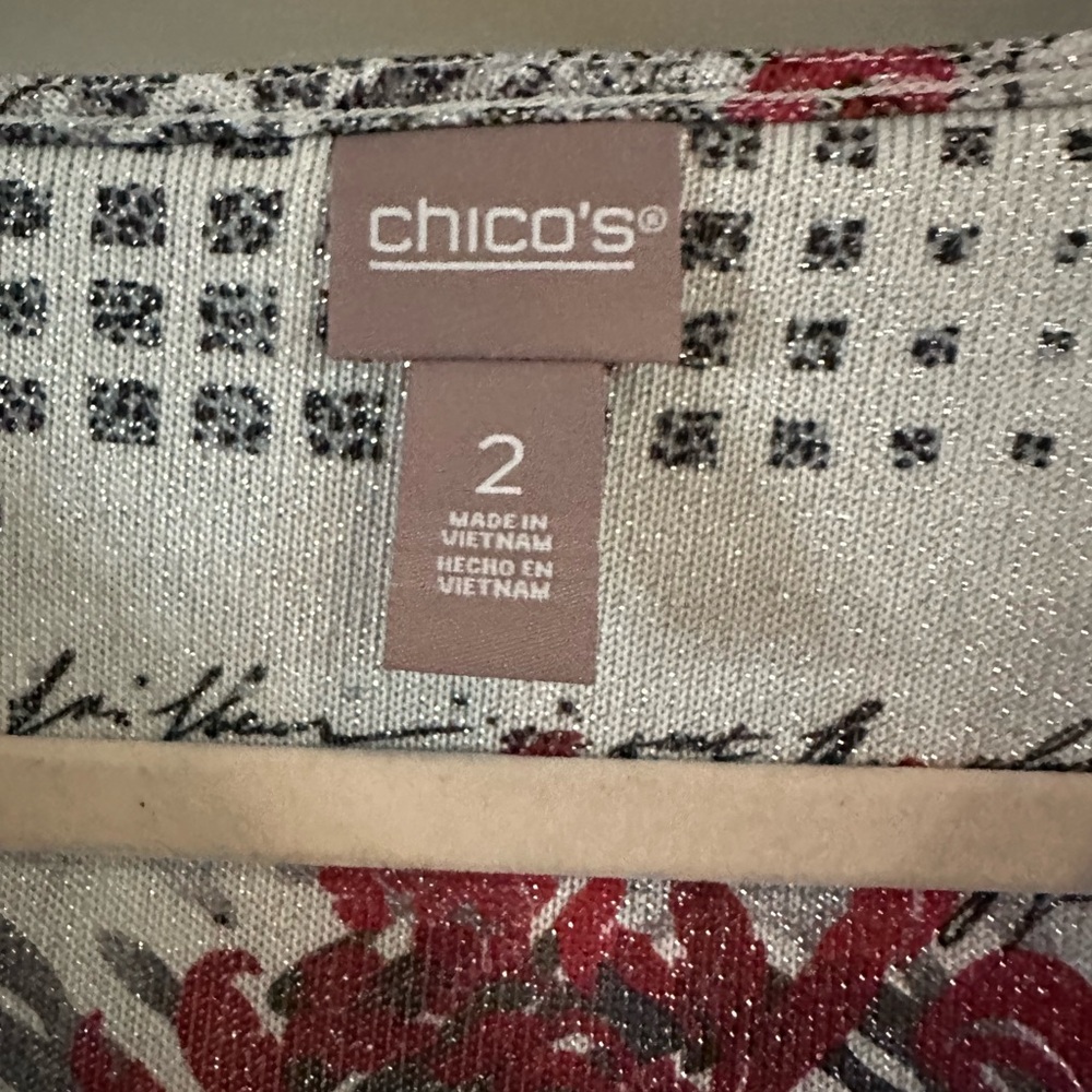 Chico's Black and Red Patterned Blouse